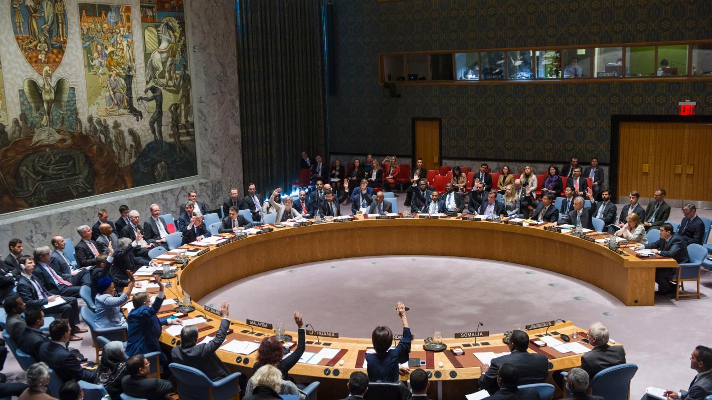 The Security Council unanimously adopts resolution 2245 (2015), establishing the UN Support Office in Somalia (UNSOS), which will provide logistical support to the African Union Mission in Somalia (AMISOM), the Somali National Army (SNA) on joint operations with AMISOM and the UN Assistance Mission in Somalia (UNSOM). Wide view of the UN Security Council