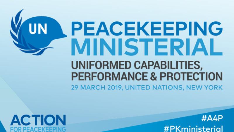 Event banner for the 2019 peacekeeping ministerial