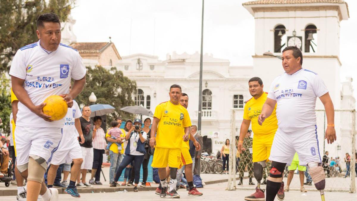 some men are playing football