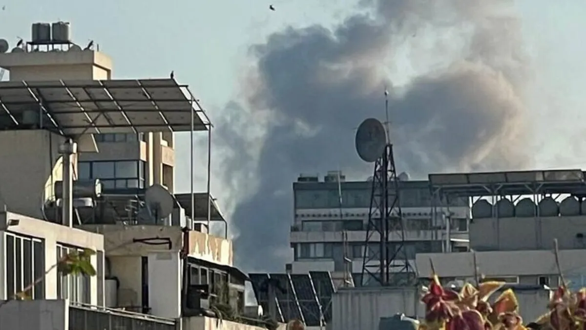 Smoke rises in Beirut, Lebanon.