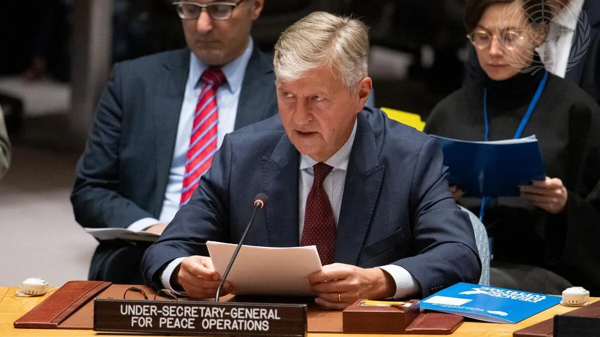 Jean-Pierre Lacroix, Under-Secretary-General for Peace Operations, briefs the Security Council meeting on United Nations peacekeeping operations, with a focus on Strengthening UN peacekeeping: Reflections for the future.