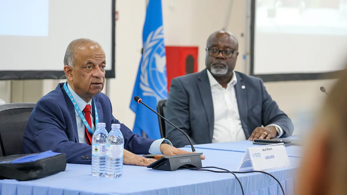 UN Under-Secretary-General for Operational Support, Mr. Atul Khare addressing RSCE staff during townhall meeting.