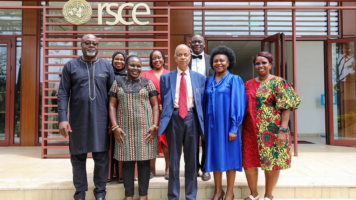 A group photo of National Staff Association Committee with the USG Mr. Khare and Director RSCE, Mr. Djomo.