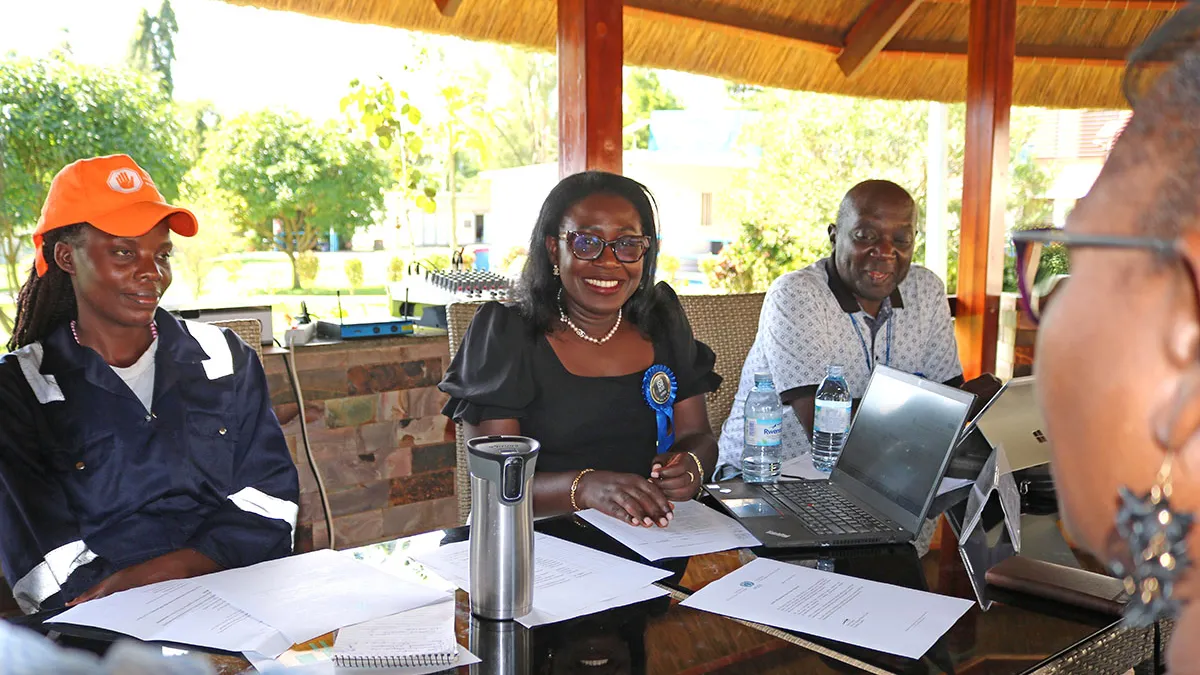 Chief LARRMU, Elise Metougue (C) and ISO Consultant (R) share a moment with RSCE staff members Chief LARRMU, Elise Metougue (C) and ISO Consultant (R).
