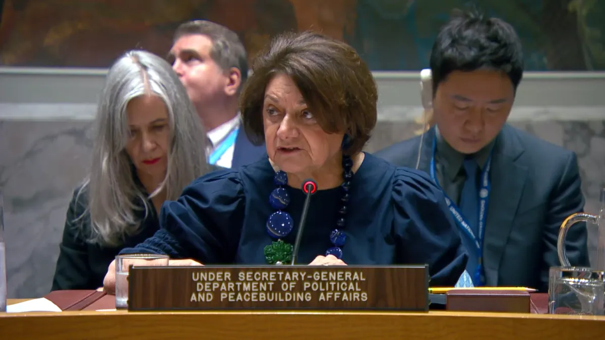 Under-Secretary-General for Political and Peacebuilding Affairs Rosemary DiCarlo briefs the Security Council.