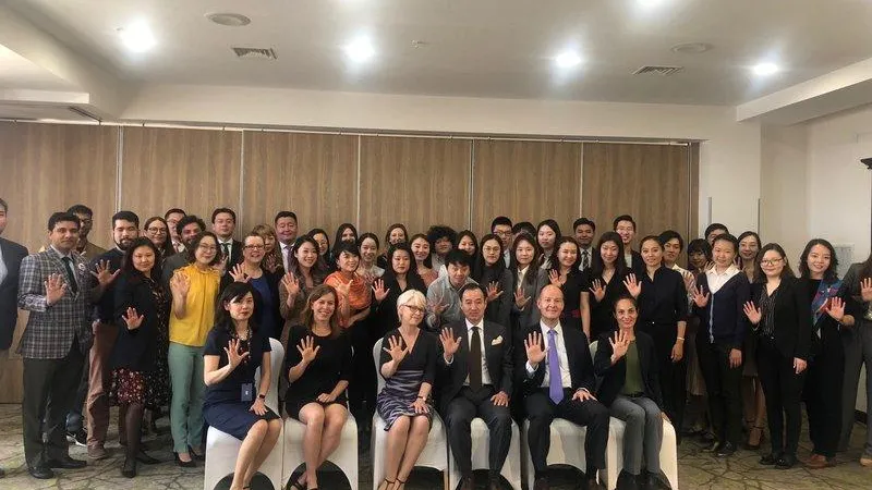 A group photo of the participants at a youth dialogue for peace in Northeast Asia