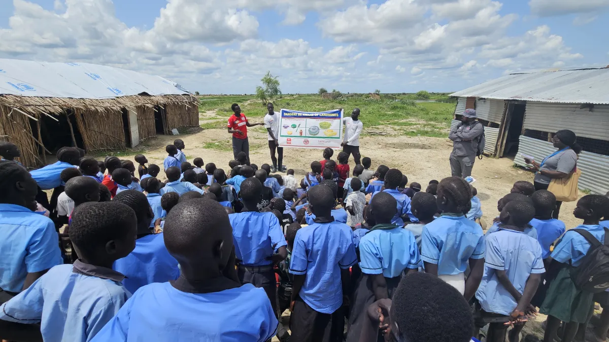 Life-saving EORE empowers children with the knowledge to stay safe from explosive ordnance and protect their communities. Photo credits: Sikulisiwe Gwara /UNMAS South Sudan