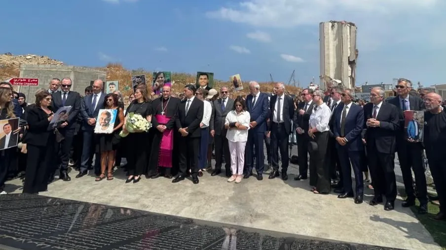 A minute of silence observed at the Port of Beirut 