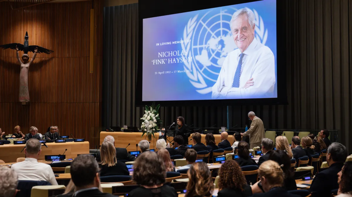 Under-Secretary-General Rosemary DiCarlo delivers remarks at the informal gathering to honor the memory of Nicholas "Fink" Haysom.