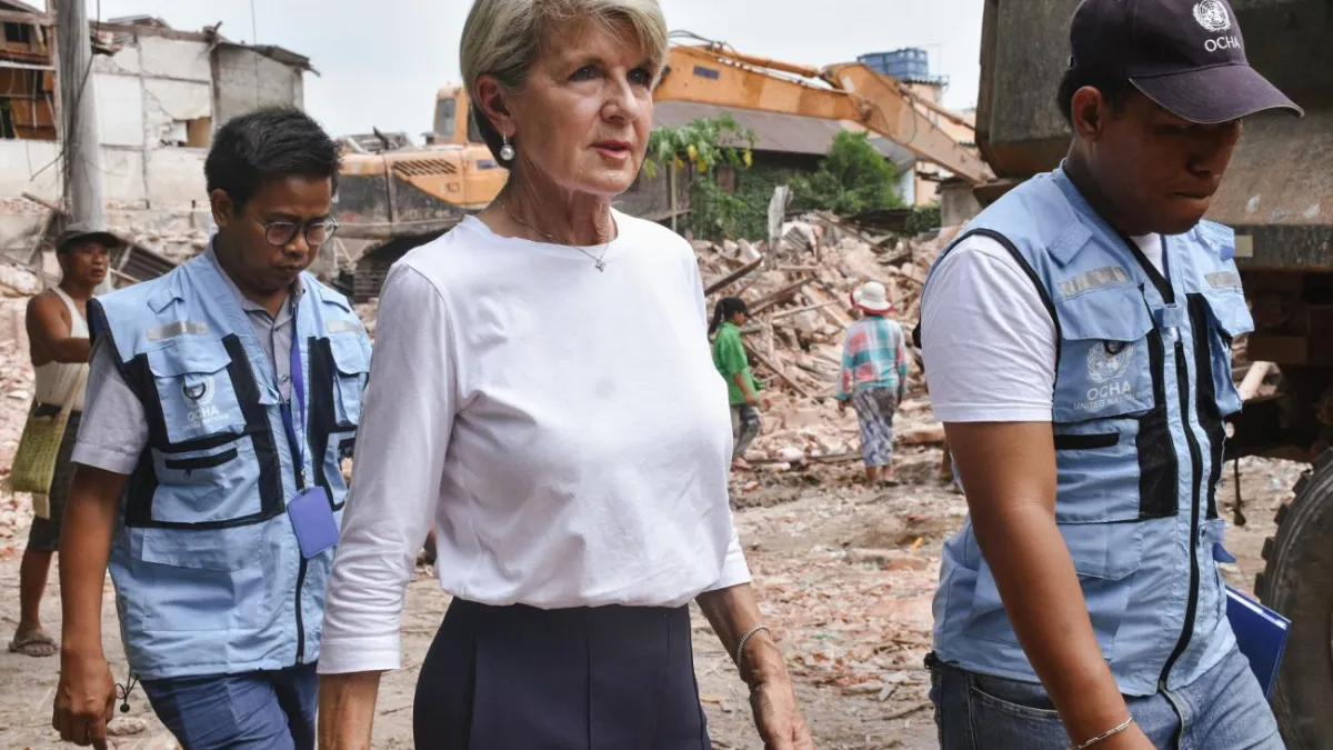 During her recent visit following the 28 March earthquake, Special Envoy Julie Bishop described the situation in Myanmar as devastating.
