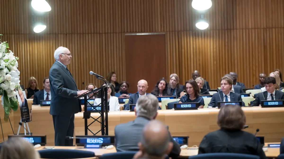 A view of the memorial service celebrating the life of Nicholas 'Fink' Haysom, former Special Representative of the Secretary-General for South Sudan and Head of the United Nations Mission in South Sudan.