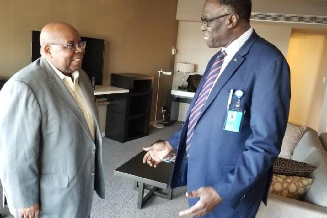 Former Tanzanian President Benjamin Mkapa, facilitator of the Inter-Burundi Dialogue (left) and the Special Envoy of the UN Secretary General, Michel Kafando.