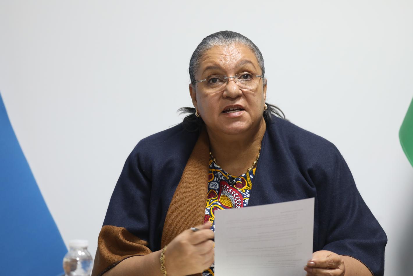 SRSG Tetteh while participating in a zoom