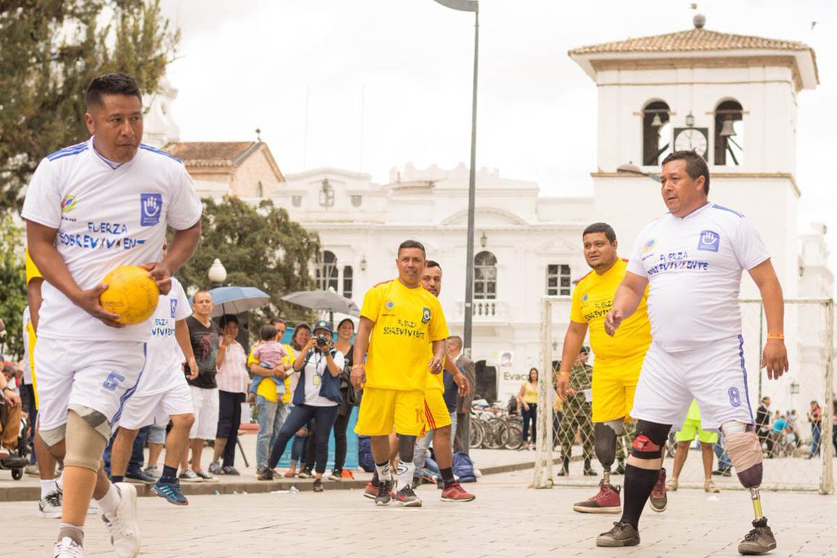 some men are playing football