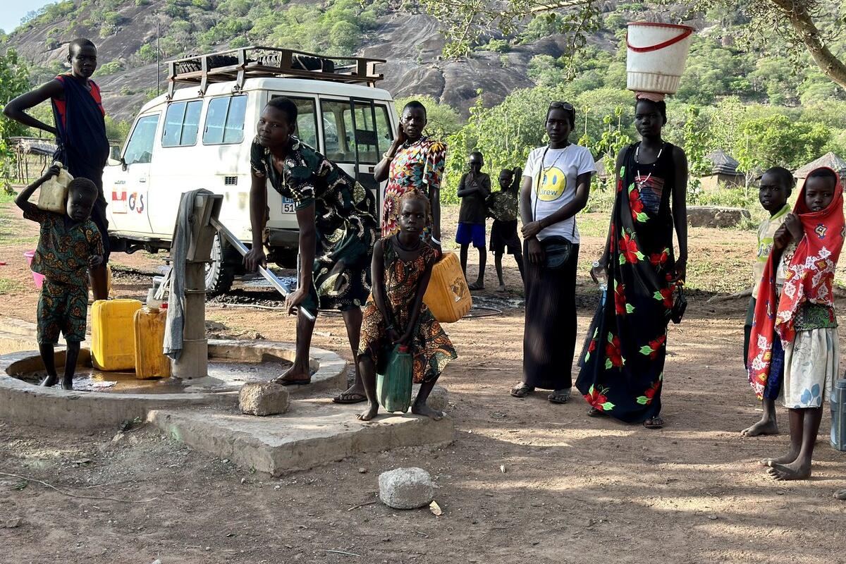 UNMAS facilitates access to water points for communities in South Sudan.