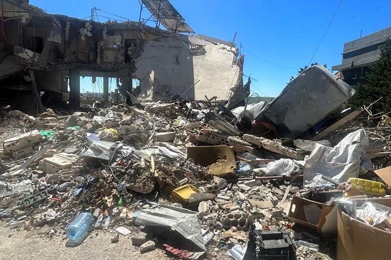 A building lies in ruins in southern Lebanon.