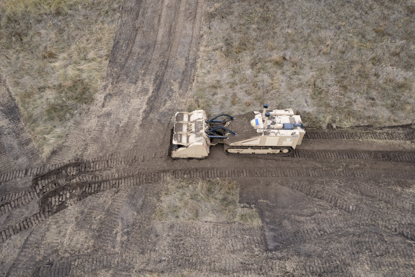 The remotely-operated demining machine delivered by UNOPS to the SSTS.