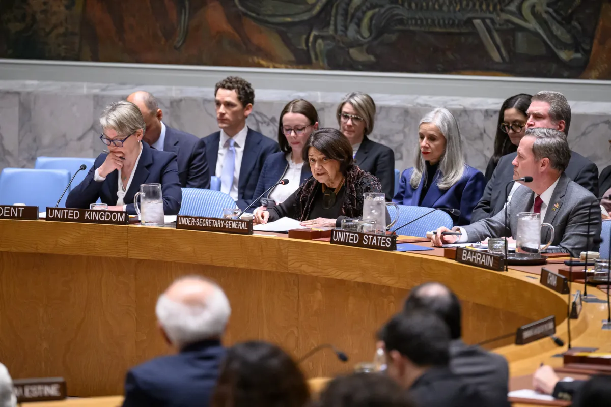 Under-Secretary-General for Political and Peacebuilding Affairs Rosemary DiCarlo briefs the Security Council. 