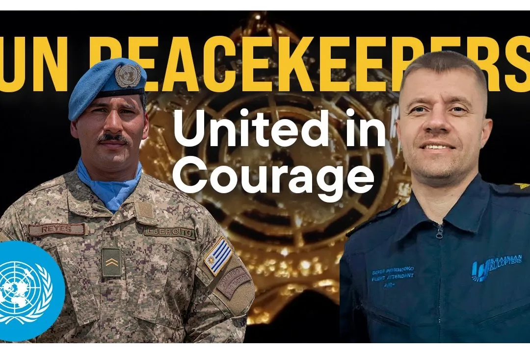 Ukrainian peacekeeper Sergii Prykhodko and Uruguayan peacekeeper Sergeant Matias Reyes
