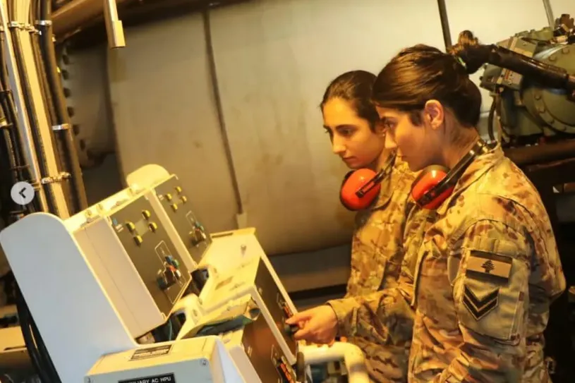 LAF female soldiers on duty