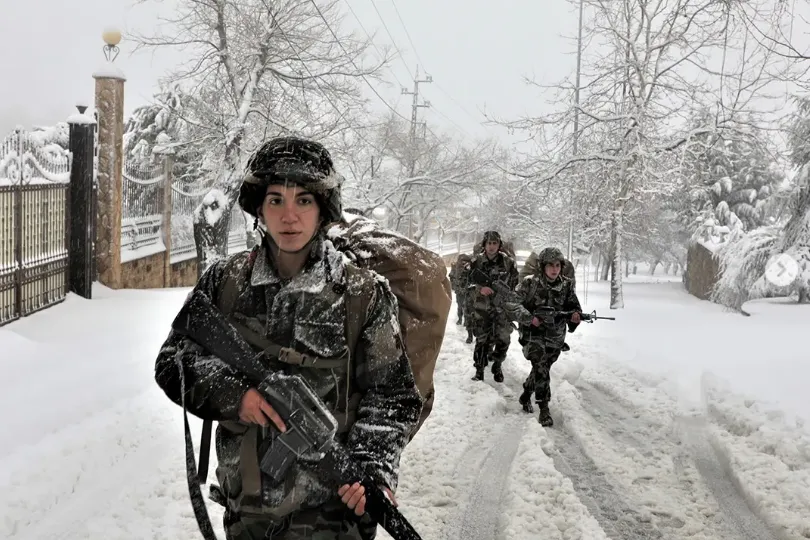 LAF female soldiers on patrol in Lebanon