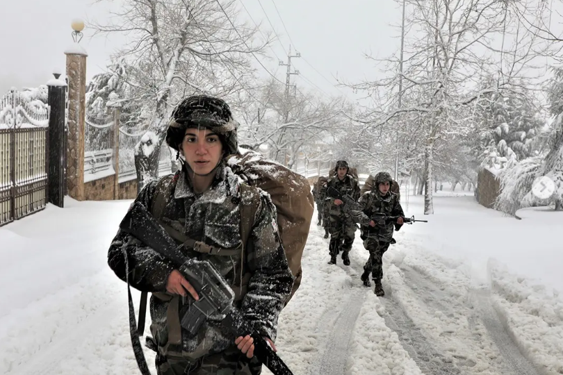 LAF female soldiers on patrol in Lebanon
