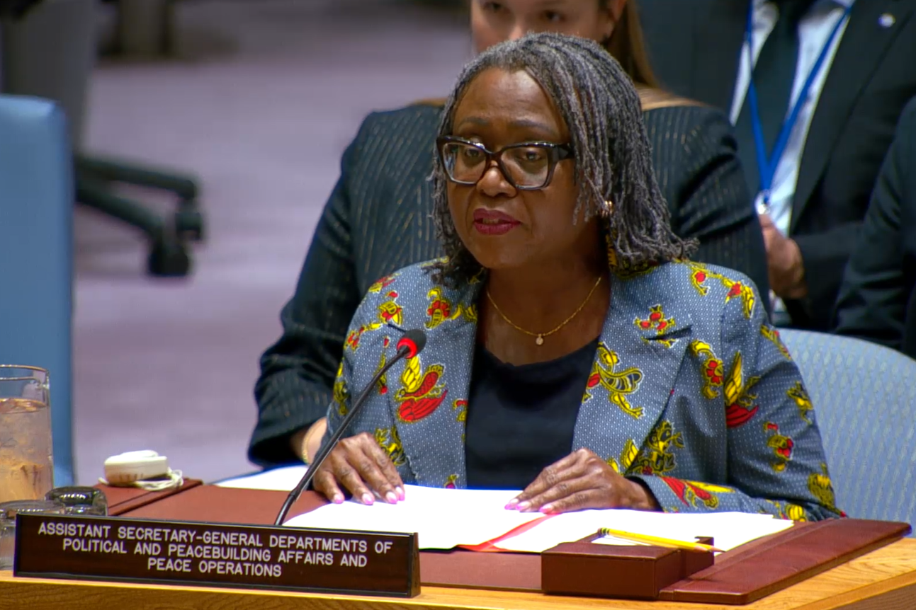 Assistant Secretary-General for Africa Martha Pobee briefs the Security Council. 