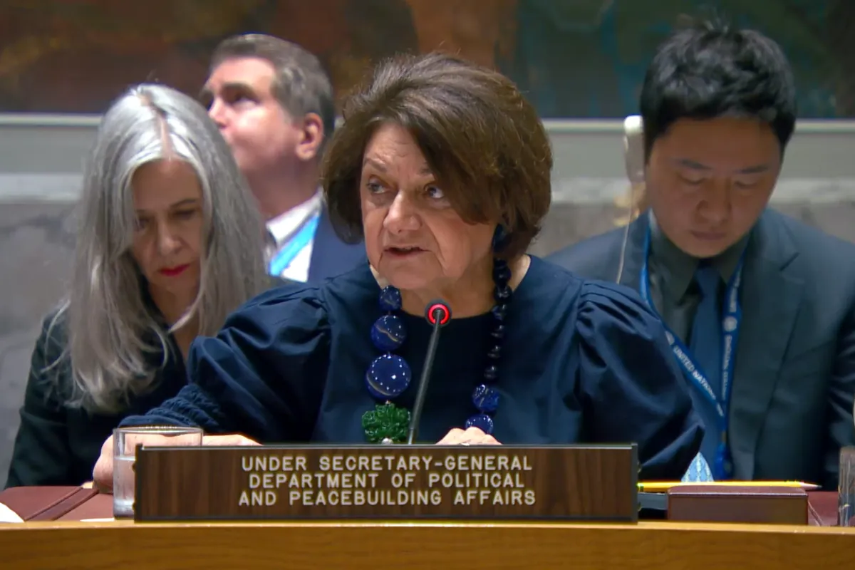 Under-Secretary-General for Political and Peacebuilding Affairs Rosemary DiCarlo briefs the Security Council. 