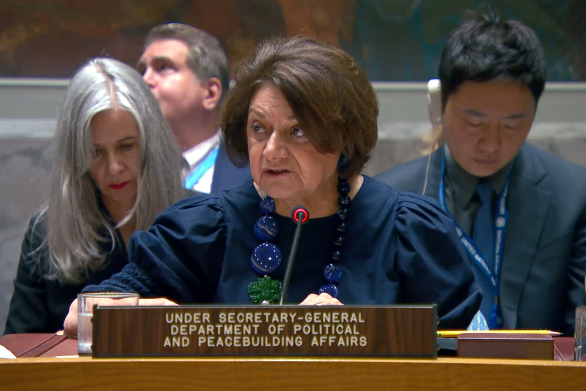 Under-Secretary-General for Political and Peacebuilding Affairs Rosemary DiCarlo briefs the Security Council. 
