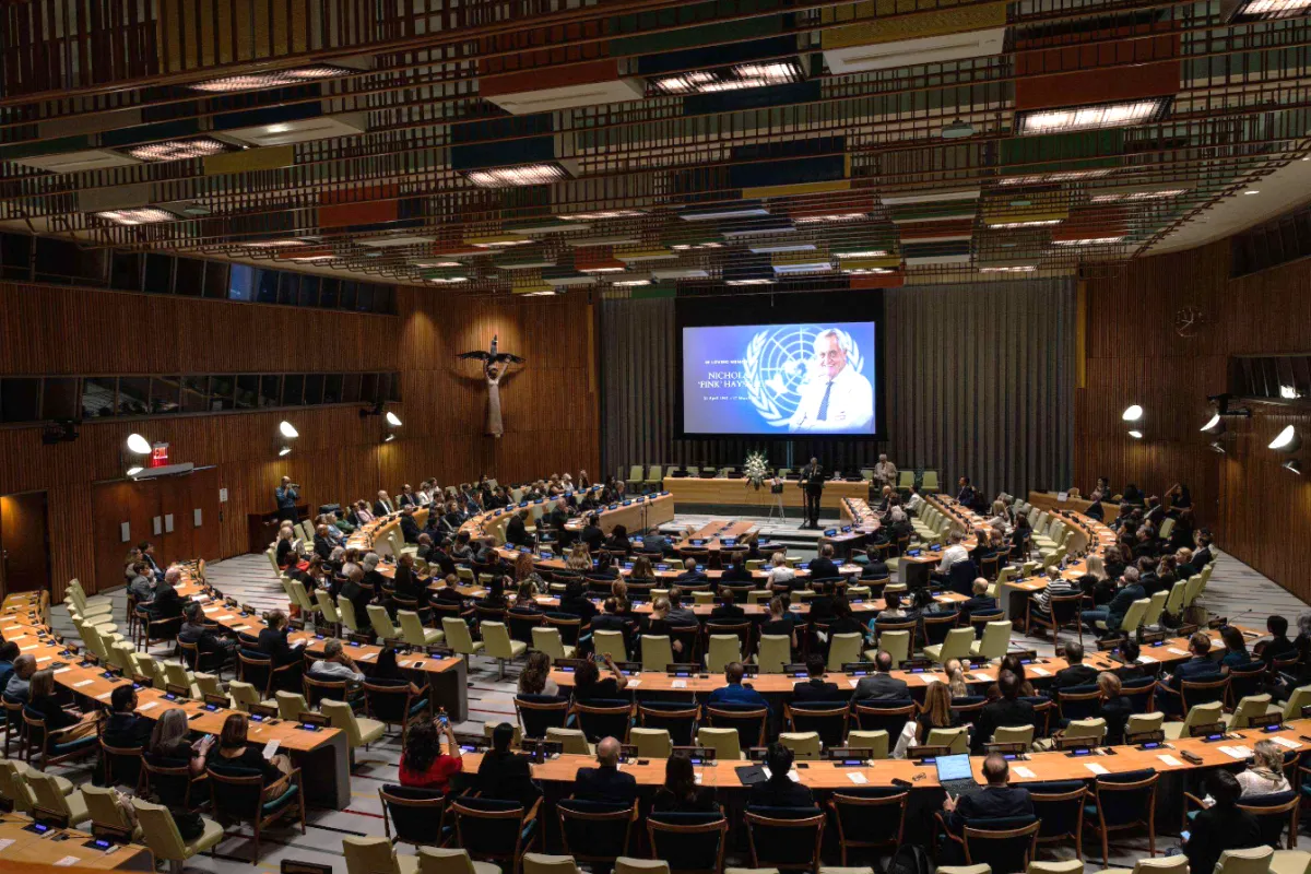 A view of the memorial service celebrating the life of Nicholas 'Fink' Haysom, former Special Representative of the Secretary-General for South Sudan and Head of the United Nations Mission in South Sudan.