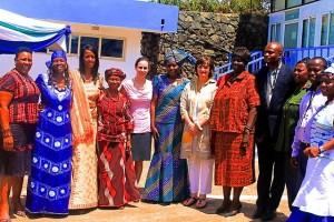 Locals and UN staff pose together