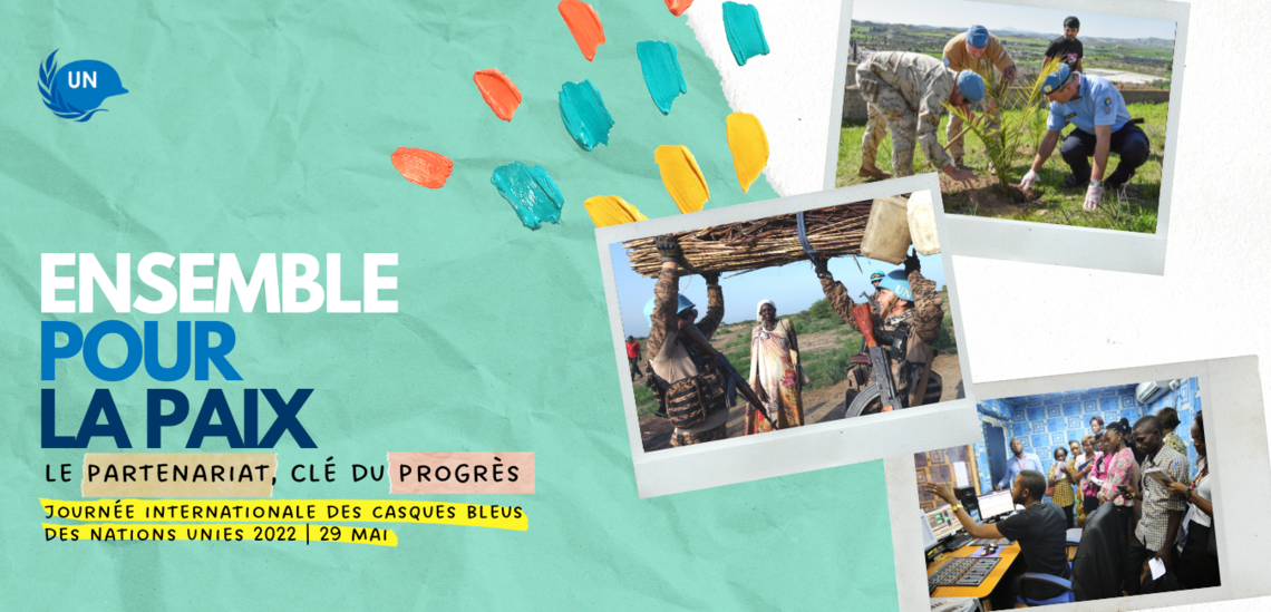 Bannière de la Journée, avec le slogan Ensemble pour la paix