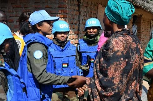 Members of the Indian Platoon participate in community engagement activities. Photo: Indian Battalion/UNISFA)
